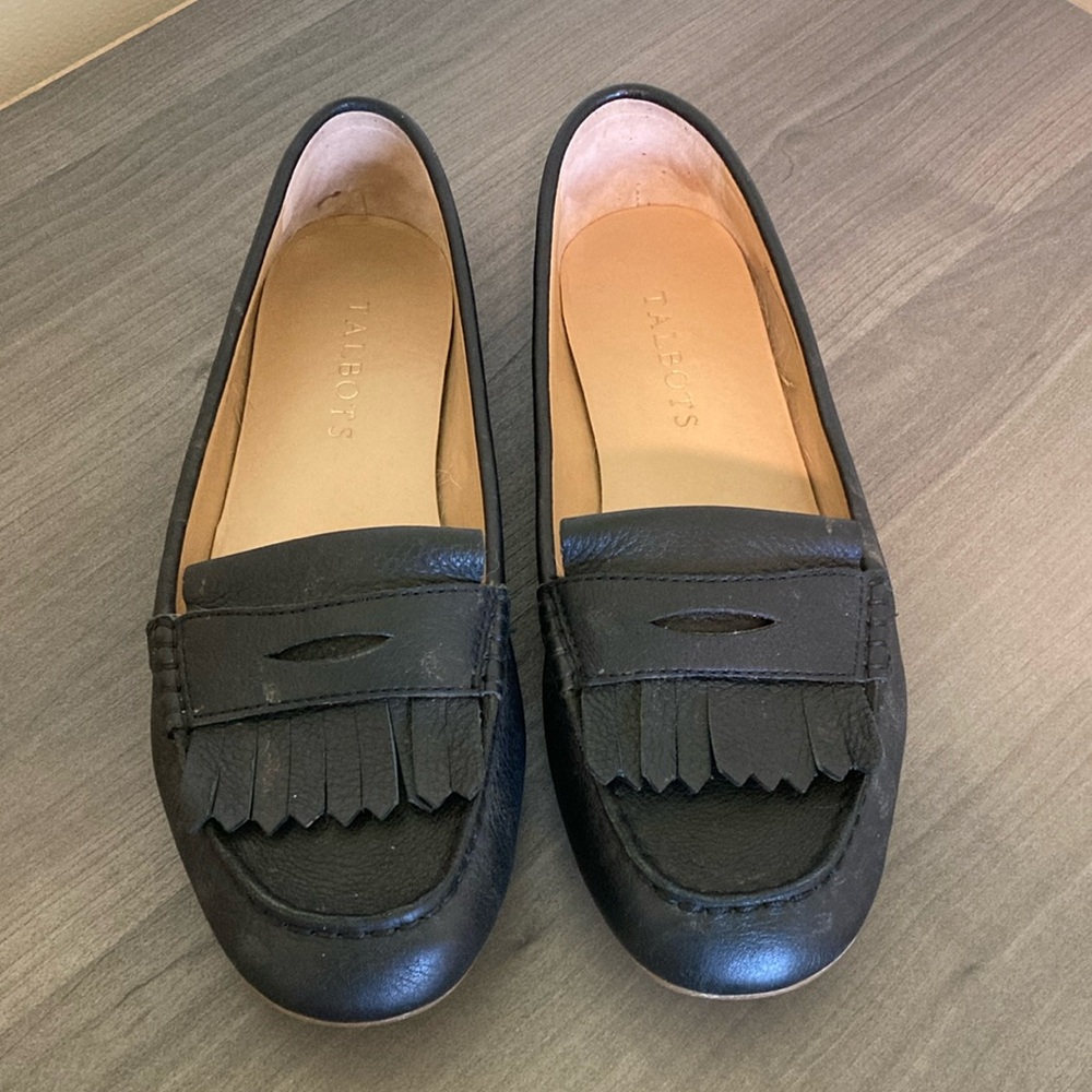 Talbots Black Leather Driving Moccasin sz7 excellent gently used condition
